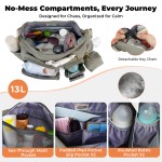 2-in-1 Puffy Diaper Bag, Crossbody Stroller Caddy & Mom Purse, 13L Lightweight Travel Duffle Bag for Baby, Work Commute, Gym, Labor Delivery (Black)