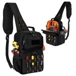 Rexmore Tactical Electrician & HVAC Tool Chest Bag with 3-Point Harness, Small Tool Pouch with 15-Pocket 1680D Oxford, MOLLE Webbing, Water Resistant Design for Technicians DIY (Black)