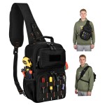 Rexmore Tactical Electrician & HVAC Tool Chest Bag with 3-Point Harness, Small Tool Pouch with 15-Pocket 1680D Oxford, MOLLE Webbing, Water Resistant Design for Technicians DIY (Black)