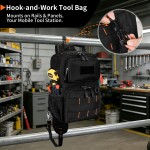 Rexmore Tactical Electrician & HVAC Tool Chest Bag with 3-Point Harness, Small Tool Pouch with 15-Pocket 1680D Oxford, MOLLE Webbing, Water Resistant Design for Technicians DIY (Black)