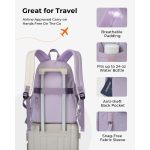 Lightweight Casual Backpack for Women, School Backpack for Teen Girls & Boys, Water-repellent Taslon Fabric, Stylish Daypack for College Travel Everyday Use, Fits 14" Laptop, Purple & Beige