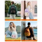 Lightweight Casual Backpack for Women, School Backpack for Teen Girls & Boys, Water-repellent Taslon Fabric, Stylish Daypack for College Travel Everyday Use, Fits 14" Laptop, Purple & Beige