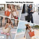 Tote Bag for Women, Lightweight Gym Travel Bags with Yoga Mat Strap, Wet Pocket, Shoe Bag & Cosmetic Pouch, 3-PC Set Versatile Tote for Workout Fitness Pilates Swimming Work Stylish Handbag