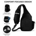Crossbody Sling Bag, Chest Bag with RFID Blocking & Adjustable Stabilizer Strap, Lightweight Shoulder Bag, Water-Resistant Compact EDC Bag for Travel, Hiking, Outdoor