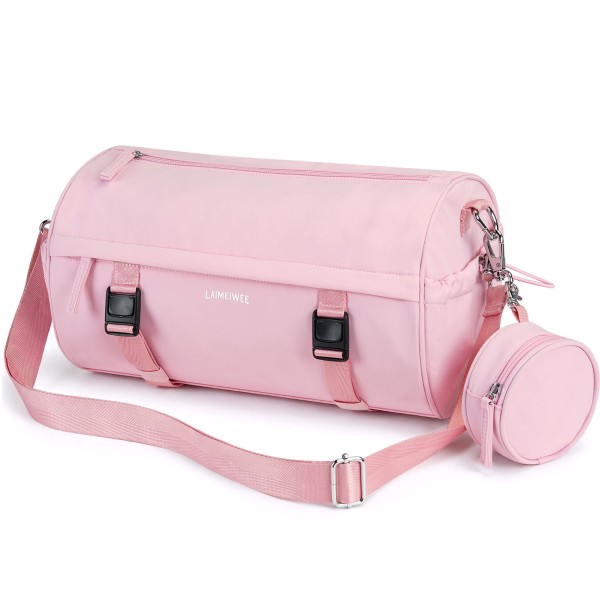 LAIMEIWEE Small Gym Bag for Women, 15L Mini Barrel Duffle Bag with Yoga Mat Holder and Wet Pocket, Compact Lightweight Sports Bag for Workout,Dance,Travel,Swim