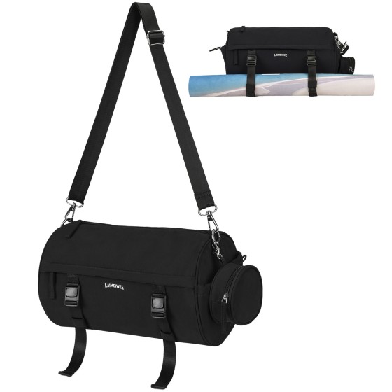 LAIMEIWEE Small Gym Bag for Women, Mini Barrel Duffle Bag with Yoga Mat Holder and Wet Pocket, Compact Lightweight Sports Bag for Workout,Dance,Travel,Swim