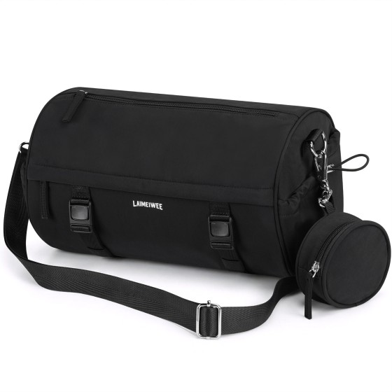 LAIMEIWEE Small Gym Bag for Women, Mini Barrel Duffle Bag with Yoga Mat Holder and Wet Pocket, Compact Lightweight Sports Bag for Workout,Dance,Travel,Swim