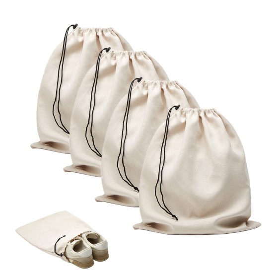 4 Pcs Travel Shoe Bags for Packing, 17.7" x 13.8" Dustproof Shoe Bags with Drawstring Closure,Washable & Reusable